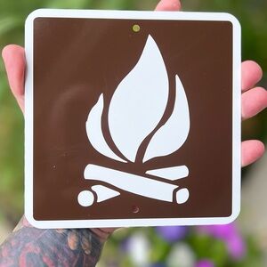 Campfire Fire Pit Campground Metal Sign 6”x6”